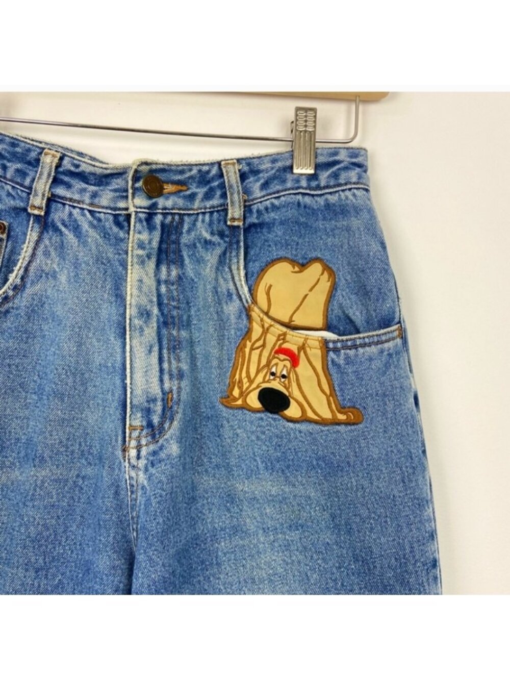 Rare 90s Cartoon Vintage Dog Stitched Jeans